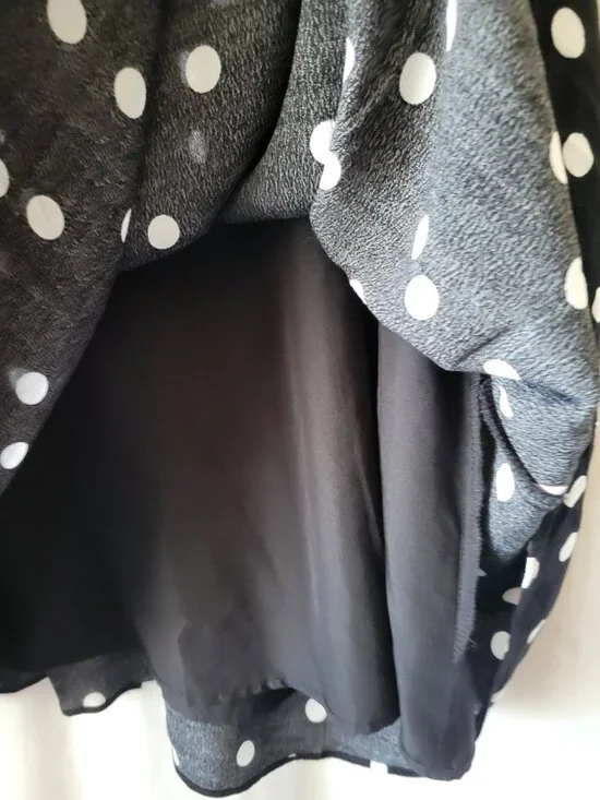 On 34th Dress B/W Polka Dots Sz 12 wrap front whimsigoth Romantic Gothic Indie - Picture 12 of 16